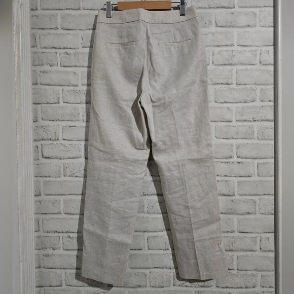 EUC J. Crew Kate Straight-Leg Pant in Stretch Linen Blend Ivory‎ Size 0P - Picture 6 of 11